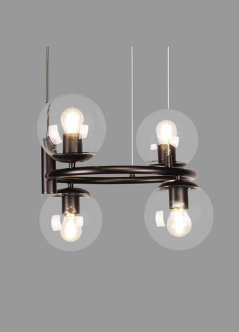 Люстра подвесная черная круглая на 4 лампы "Bubbles" (52-1011-4 BK+CL) No Brand (370070887)