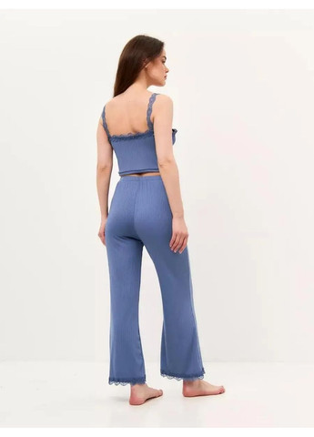 Голубая всесезон стильная привлекательная молодежная брючная пижама julia, пижамный комплект 2-ка майка + брюки No Brand брючна піжама Julia рожева