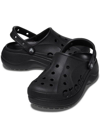 Черные сабо кроксы Crocs на платформе