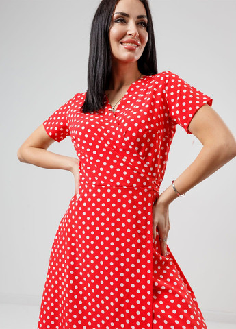 Червона повсякденний, кежуал, коктейльна літня сукня в підлогу на запах Fashion Girl в горошок