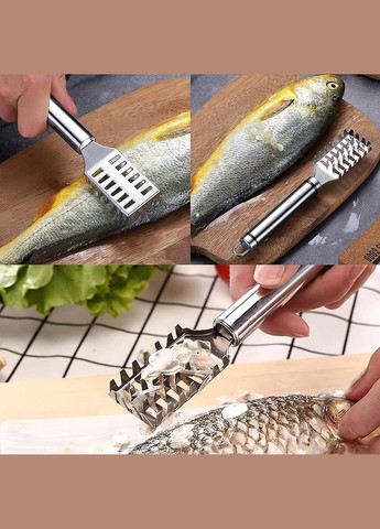 Рыбочистка 4-рядная из нержавеющей стали скребок для быстрой чистки рыбы 19.5 см Kitchen Master (317638703)