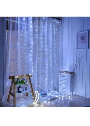 Гирлянда водопад новогодняя светодиодная с работой от сети 2х2 м 200 лампочек 8 режимов свечения (482117-Prob) Холодная белая Unbranded (370688108)