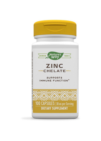 Витамины и минералы Zinc Chelate, 100 капсул Nature's Way (293419664)