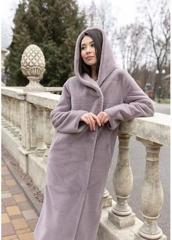 Пальто с Капюшоном из Эко-Меха 1132M-C Маренго/ Пыльный беж SAM S Samange (367724789)