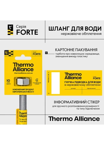 Гибкая подводка для смесителя Forte М10 60 см TAF387W60 Thermo Alliance (388661589)