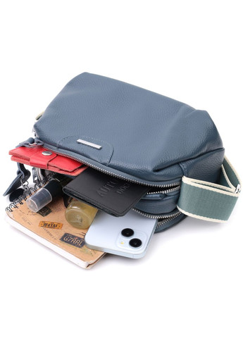 Сумка через плечо женская с двумя отделениями кожаная 22595 Синяя Vintage (302007892)