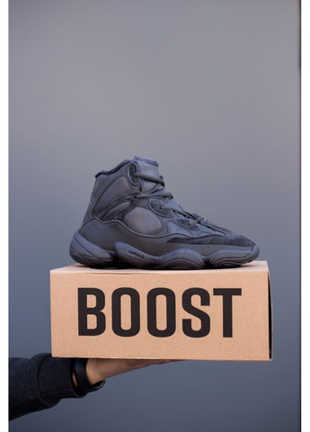 КРОССОВКИ ЖЕНСКИЕ ADIDAS YEEZY BOOST 500 MID BLACK АДИДАС ИЗИ БУСТ No Brand чёрные зима (367167648)
