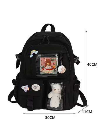 Рюкзак для студентів та підлітків з прозорими карманами,значками та м'якою іграшкою СВТ.Т (366220387)