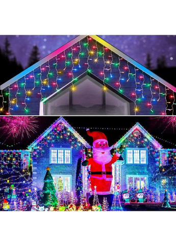 Гирлянда бахрома уличная комнатная светодиодная с работой от сети контроллером 12 м 200 лампочек (482044-Prob) Разноцветная Unbranded (369807272)