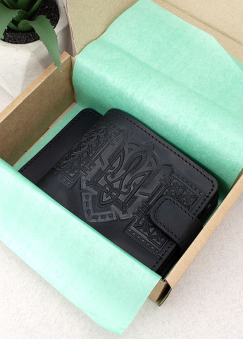 Подарочный мужской набор №85: портмоне + обложка на паспорт (черный) HandyCover (278248695)