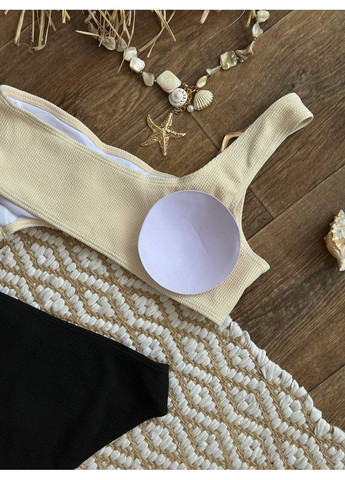 Чорний літній стильний купальник суцільний No Brand