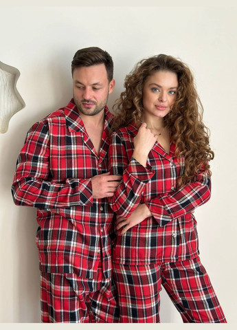 Червона всесезон стильний домашній костюм-піжамка сорочка + брюки Vakko