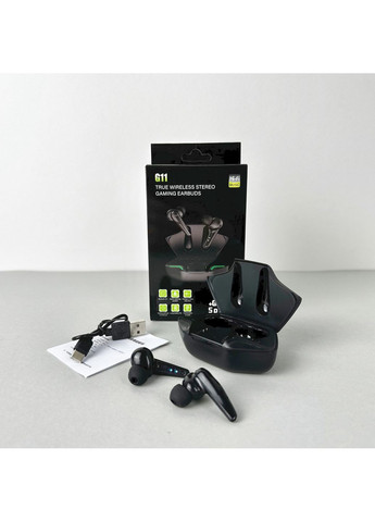 Бездротові навушники G11 series чорні вакуумні навушники з мікрофоном для ігор та музики TWS (372459985)