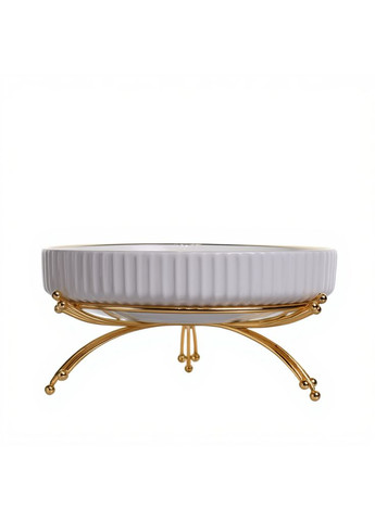 Блюдо сервировочное фарфоровое 20 см на подставке, золото Yiwu (372502431)