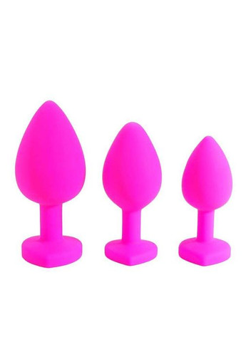 Набір рожевих силіконових анальних пробок "Сердечко" з кристалом- 3 шт (S/M/L) - Анальні іграшки No Brand (368893481)