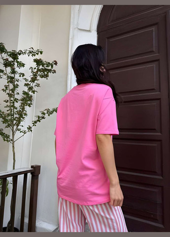 Женская яркая базовая хлопковая футболка с веселым принтом розовый хлопок. Україна - (339402815)