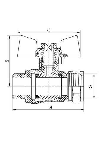 Кран шаровой Wing 20x3/4M (PR0005) СК (315507497)