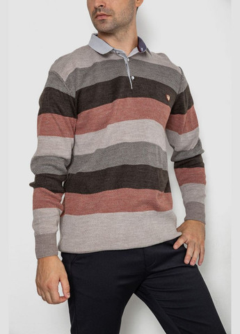 Червоний демісезонний светр-обманка чоловічий в смужку 161r901-1 Ager