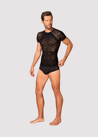 Мужская прозрачная футболка с орнаментом T102 T-shirt S/M/L, черная - CherryLove Obsessive (340274688)