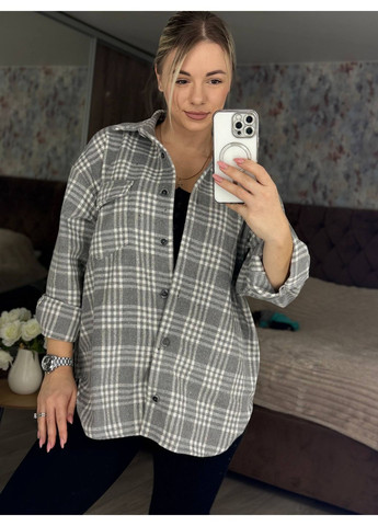 Серая повседневный, кэжуал рубашка в клетку Vakko с длинным рукавом