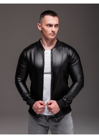 Черная демисезонная мужская куртка бомбер стеганая в ромбик No Brand