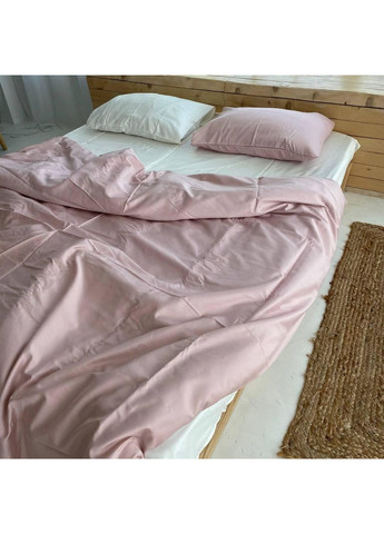 Постільна білизна з резинкою Молочний + Пудра, сатин PREMIUM Полуторний розмір, наволочки 70/70 No Brand (364216539)