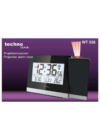 Проекционные часы Technoline WT536 электронные с будильником черные пластик 12/24 ч No Brand (400657476)