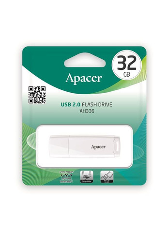 Флеш-накопичувач USB 32GB AH336 White (AP32GAH336W-1) Apacer (336951418)