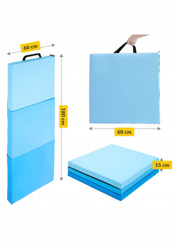 Мат гімнастичний складний 180 x 60 x 5 см Blue/Sky Blue 4FIZJO 4fj0570 (278256389)