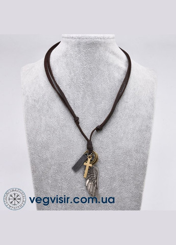 Шикарная подвеска на кожаном шнурке крылья ангела крест кольцо love ангела кулон амулет No Brand (339869676)