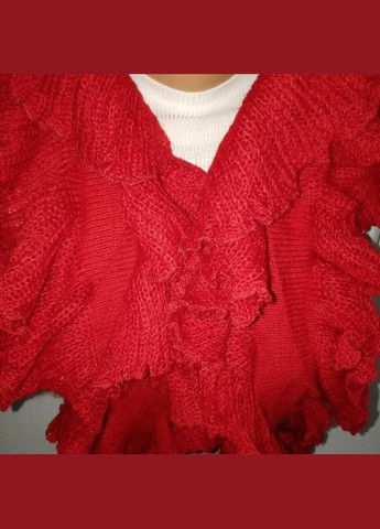 Шарф женский вязаный темно-красный фактурный с воланами+подарок No Brand (337359565)