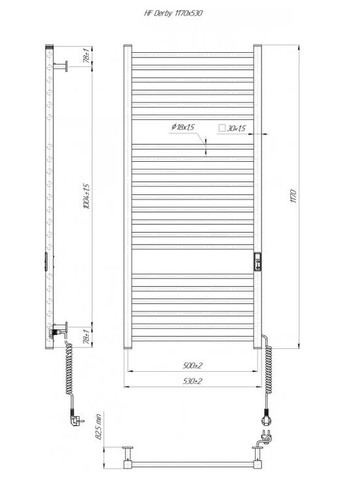 Электрический полотенцесушитель HF Derby 1170х530 TR K мат Mario (318681200)