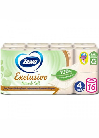 Туалетний папір Zewa exclusive natural soft 4 шари 16 рулонів (271965458)