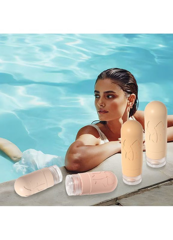 Набір дорожніх баночок для подорожей для косметики в прозорій косметичці силіконовий 4 шт 60 і 90 мл Коричневий 113_6_0_3С No Brand (371813613)