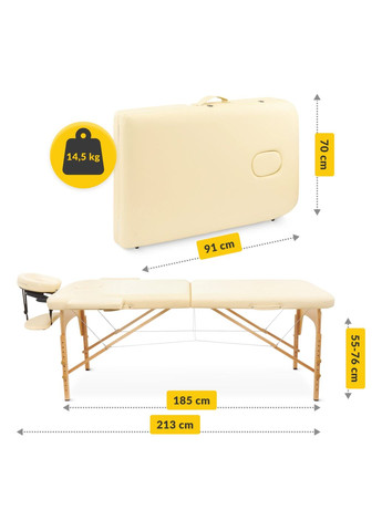 Масажний стіл складний Massage Table Wood W70 Beige () 4FIZJO P-5907739318343 (275096418)