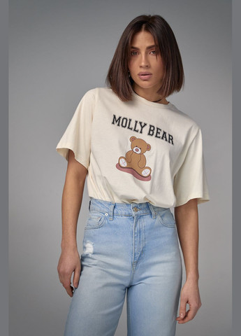 Бавовняна футболка з принтом ведмежати Liton - (296988259)