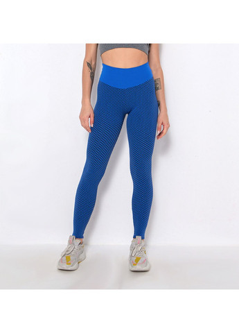 Комбинированные демисезонные леггинсы женские спортивные s 6096 синие Fashion