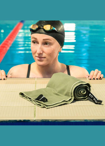 Полотенце спортивное микрофибра с чехлом 70х140 см (60158) Love You хаки