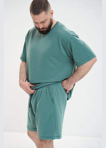 Чоловічий спортивний костюм великого розміру на літо футболка та шорти оверсайз, зелений No Brand (340108458)