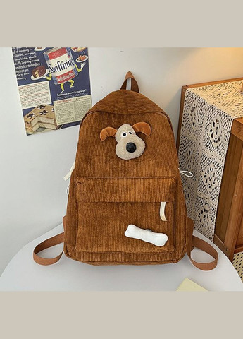 Рюкзак вельветовий з брелком коричневий No Brand (326487572)