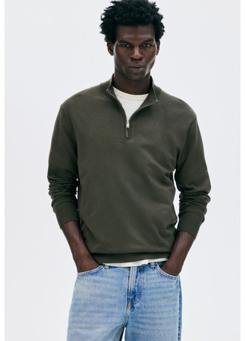 Зеленый демисезонный мужской свитер тонкой вязки regular fit (58512) m зеленый H&M