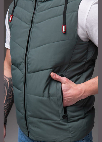 Утеплена чоловіча жилетка з капюшоном matte olive Stylish Touch (322872020)