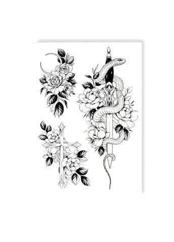 Тимчасове водостійке тату Ne Tattoo "Змія у квітах" No Brand (312538004)