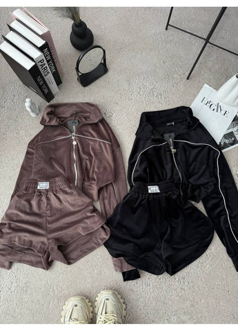 Женский велюровый костюм (кофта + шорты) Україна (355889615)