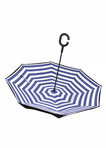 Синий женский зонт наоборот up-brella сине-белые полосы обратного складывания 23шт Lesko (341316734)