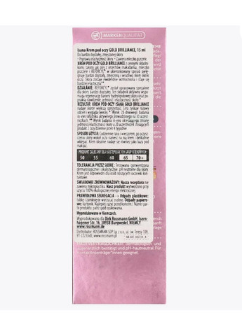 Антивіковий крем для зони навколо очей Gold Brilliance Krem pod oczy 15 мл Isana (366569728)