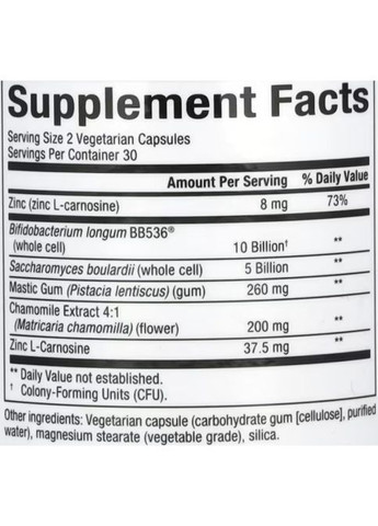 Gastro-Assist with Mastic Gum, Saccharomyces Boulardii & Zinc L-Carnosine 60 Veg Caps Natural Factors (365958953)