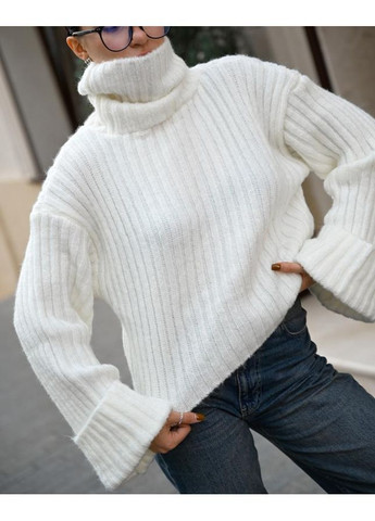 Білий зимовий жіночий в'язаний светр No Brand