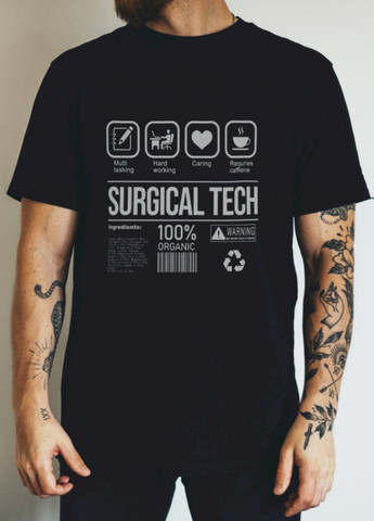 Черная футболка черная мужская "surgical tech" Ctrl+