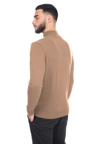 Бежевый мужской тонкий свитер "стойка" SVTR